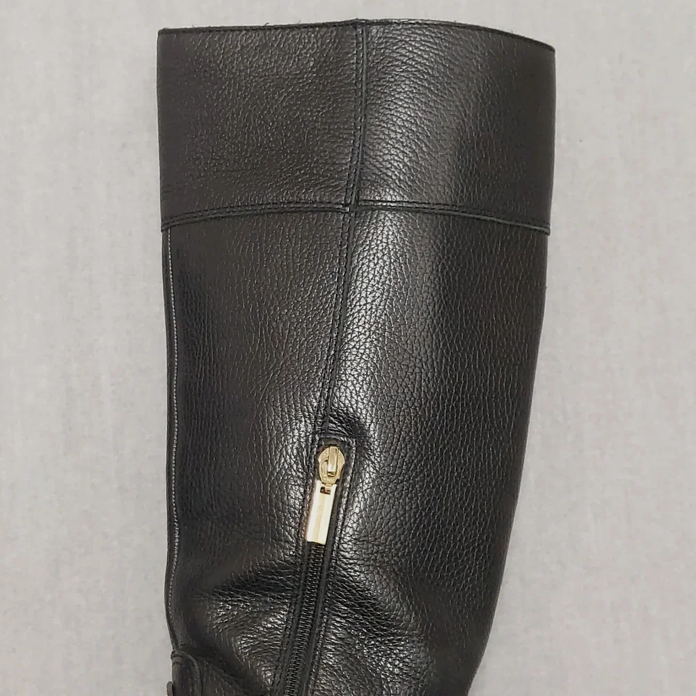 Banana Republic Riding Boots Womens 10M Black Leather Knee High Zip Equestrian